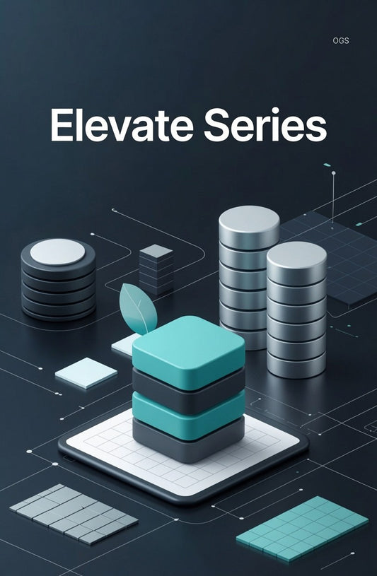 Product packaging with 'Elevate Series' text on a dark background