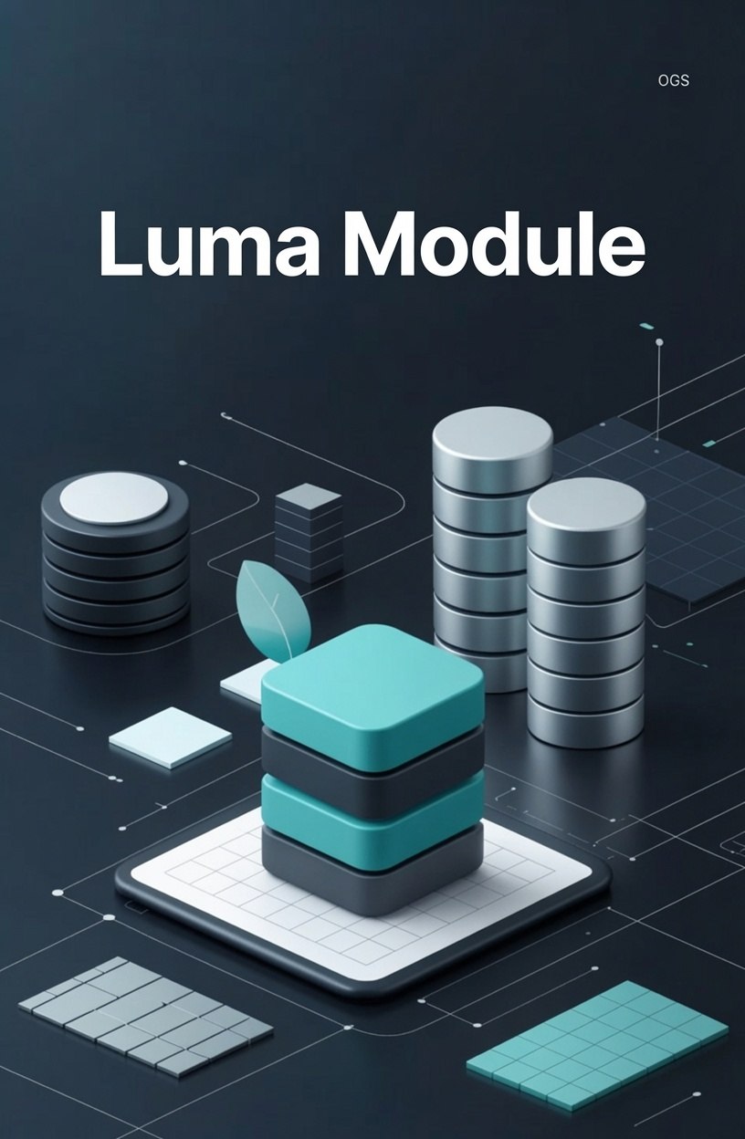 Luma Module with stacked cylindrical objects on a dark background