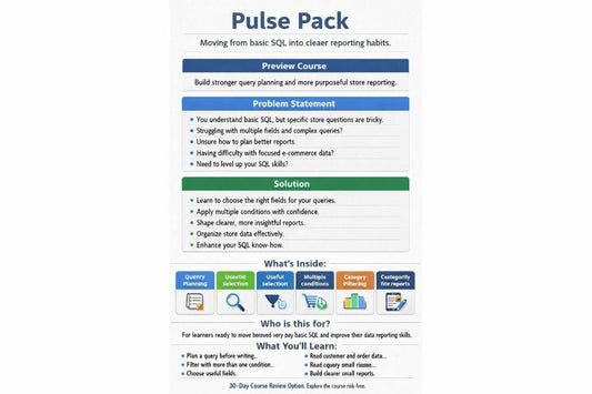 Pulse Pack course overview with text and icons on a white background